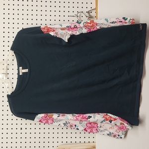 Matilda Jane Navy Sweater with Floral Sleeves